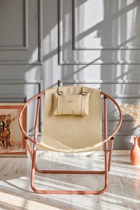 Leather Folding Chair - Beige