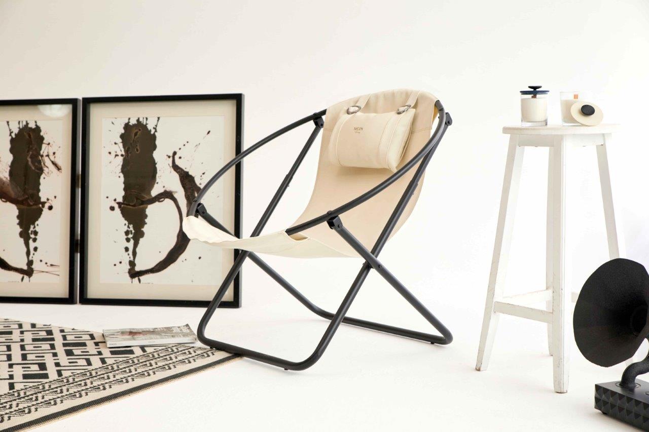 Leather Folding Chair - Off White