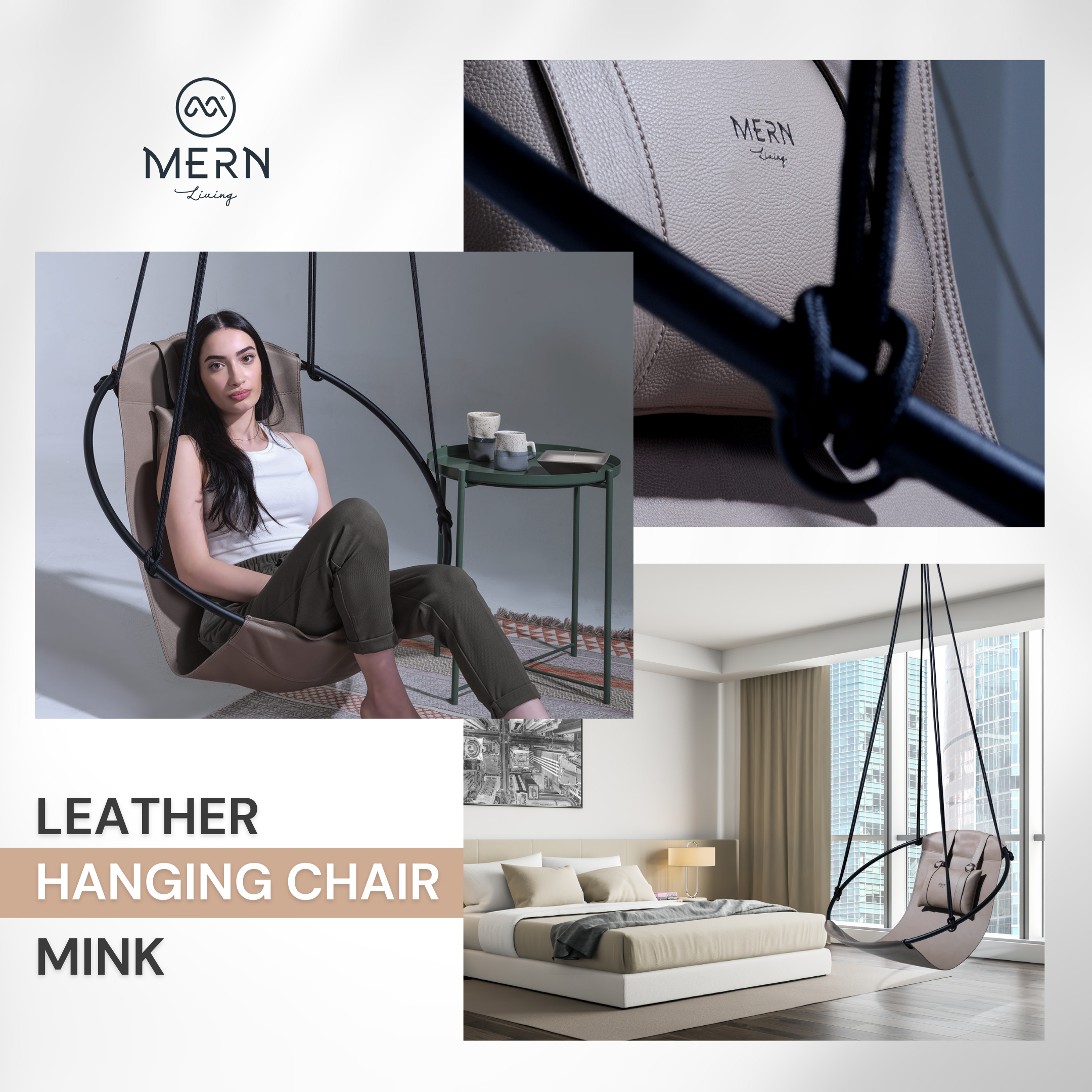 MernLiving leather hanging chair hammock swing indoor outdoor modern chair vegan leather scandinavian style hngesessel silla colgante hanging chair, hammock chair, swing chair, leather swing, hammock swing, egg chair, hanging egg chair, egg chair swing, garden egg chair, outdoor egg chair, leather hanging chair, hanging chair for bedroom, indoor hanging chair , patio egg chair, rattan hanging chair, indoor hammock chair